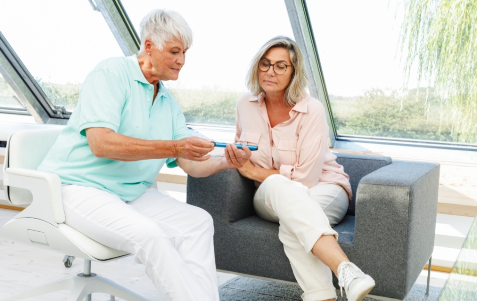 Injektion mit Insulin neben GLP 1 Therapie